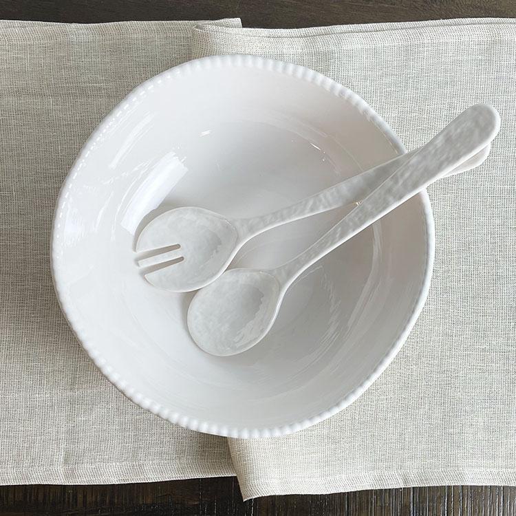 Melamine Beaded Serving Bowl | Cream